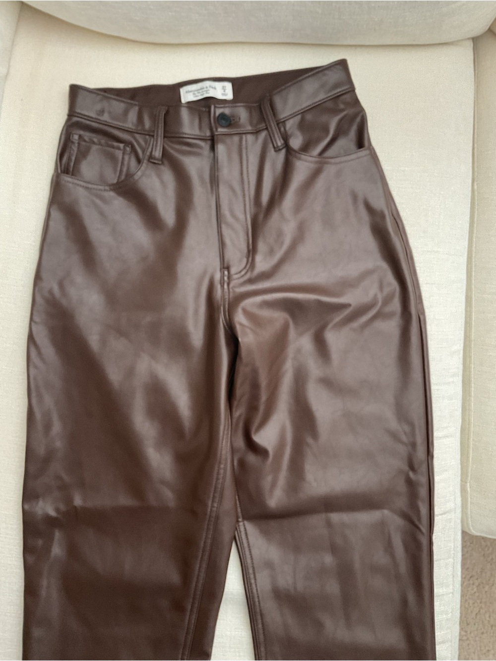 Abercrombie & Fitch Brown Faux Leather High-Rise Skinny Pants - Picture 7 of 7